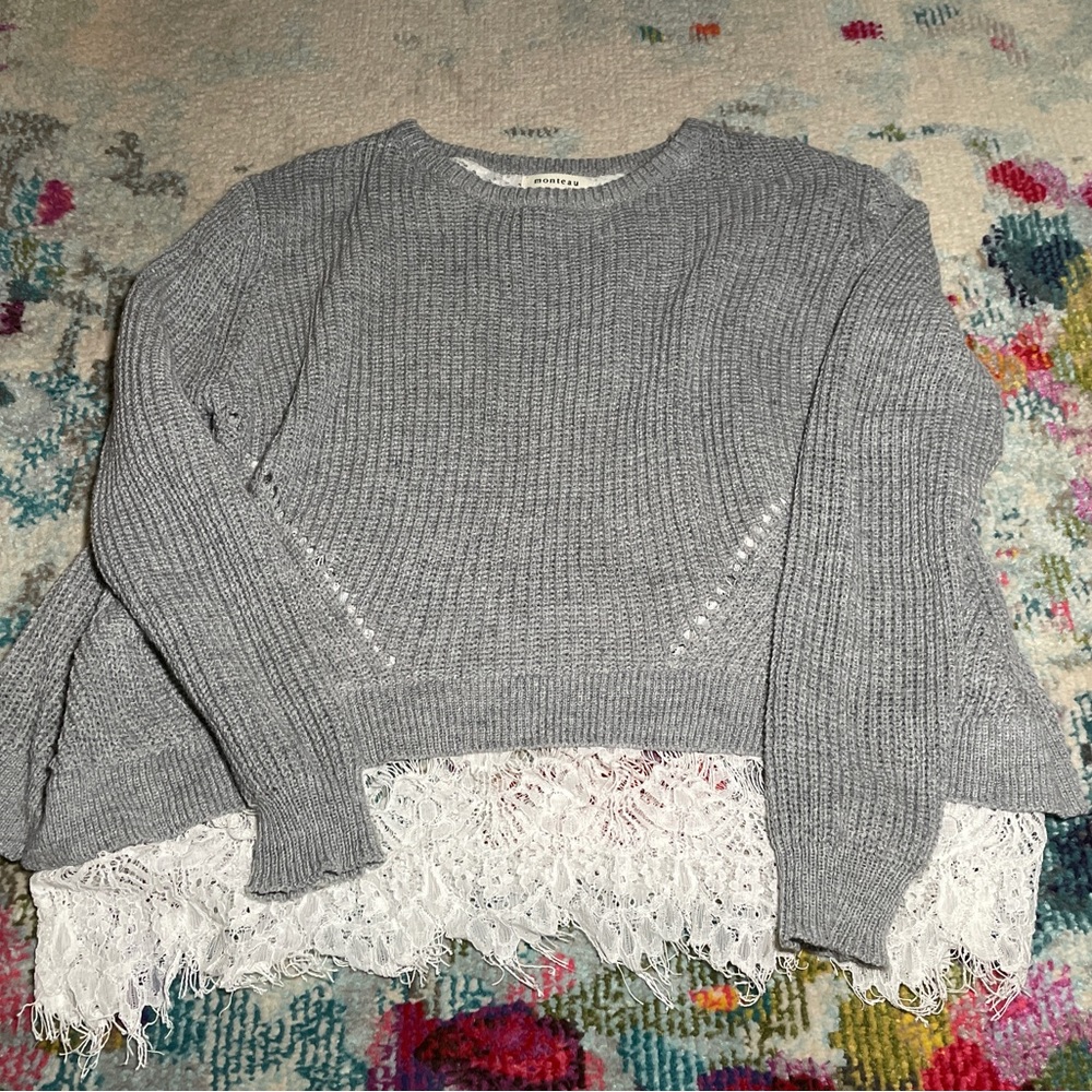 Beautiful lacy grey sweater